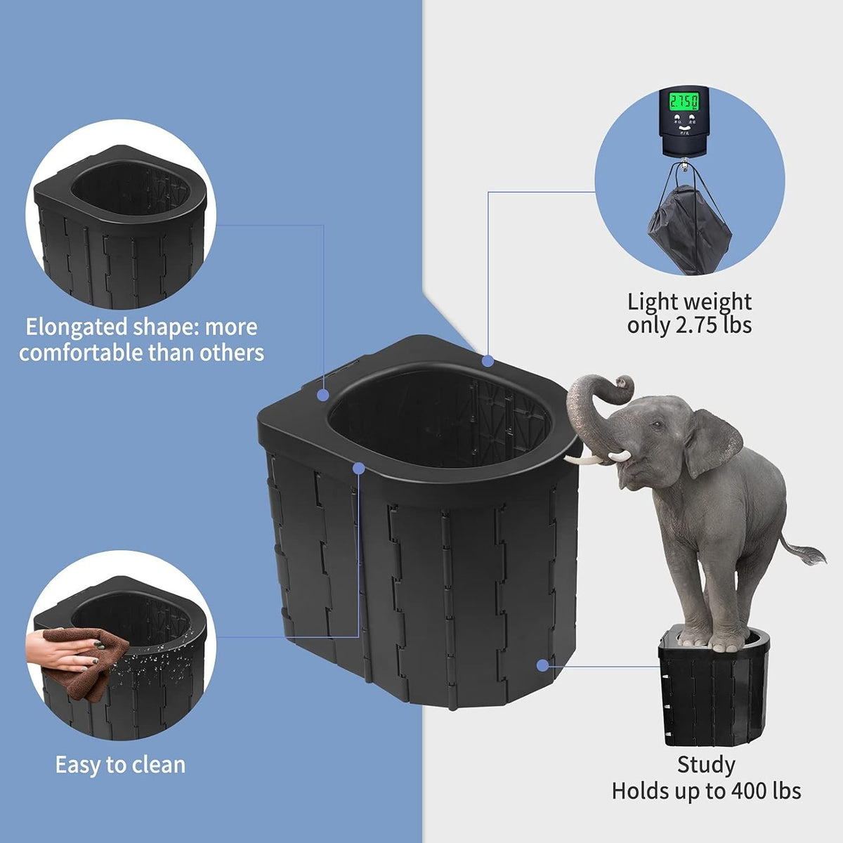 Portable Camping Toilet Foldable Emergency Bathroom for Outdoors Adults Kids