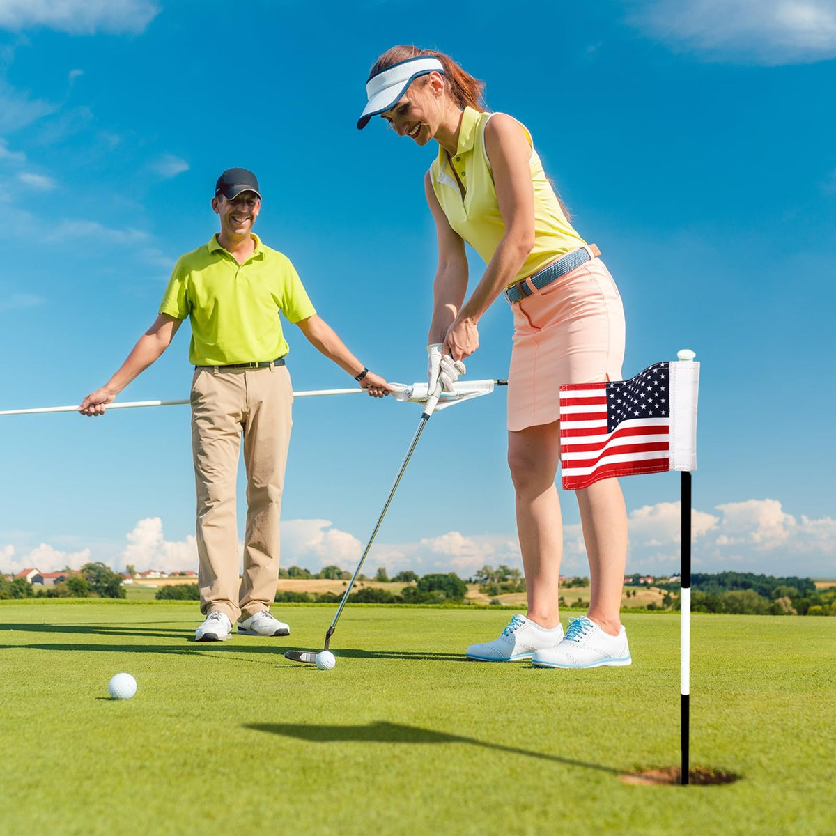 Mini Golf Flags Set - 3 Durable Nylon Practice Flags for Putting Green