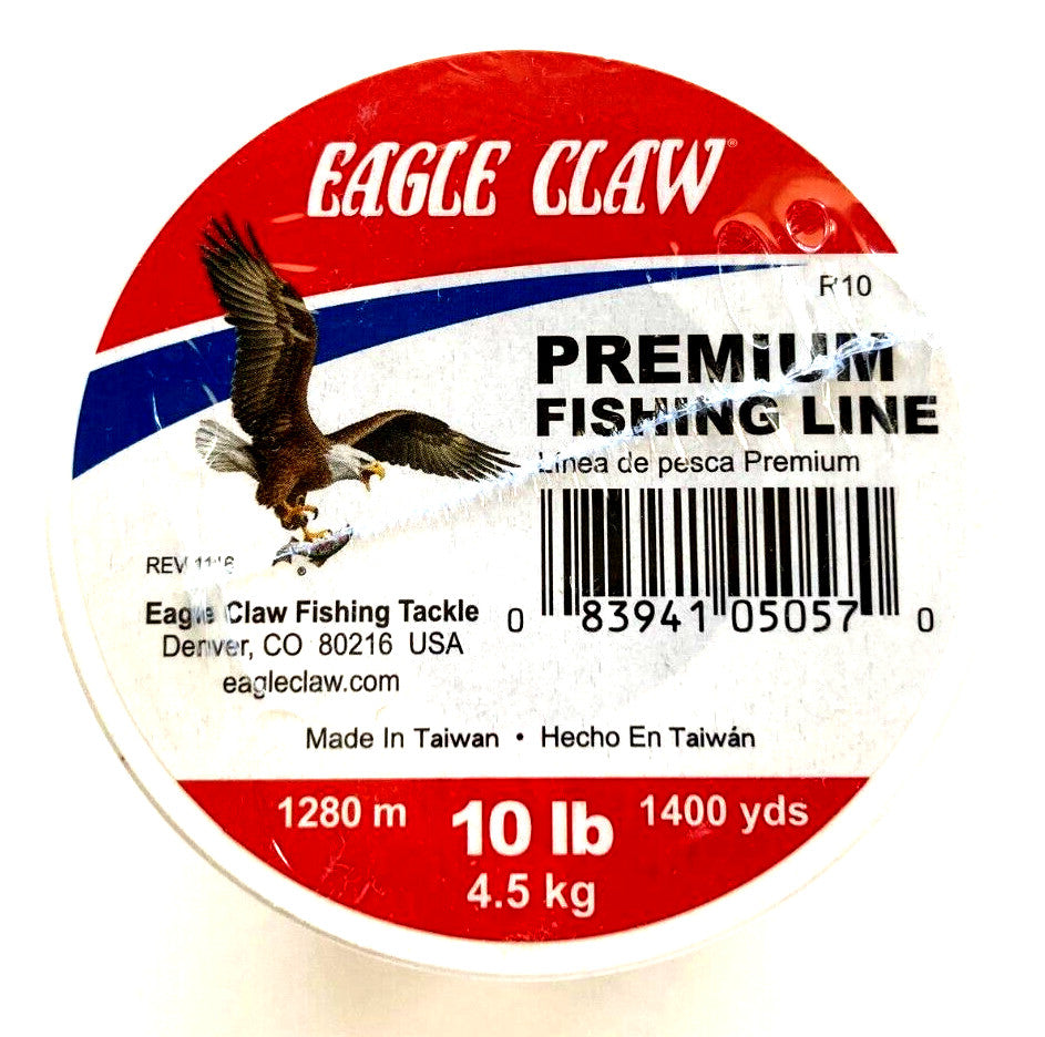 Premium 10lb Monofilament Fishing Line - Clear 1400 Yards Spool