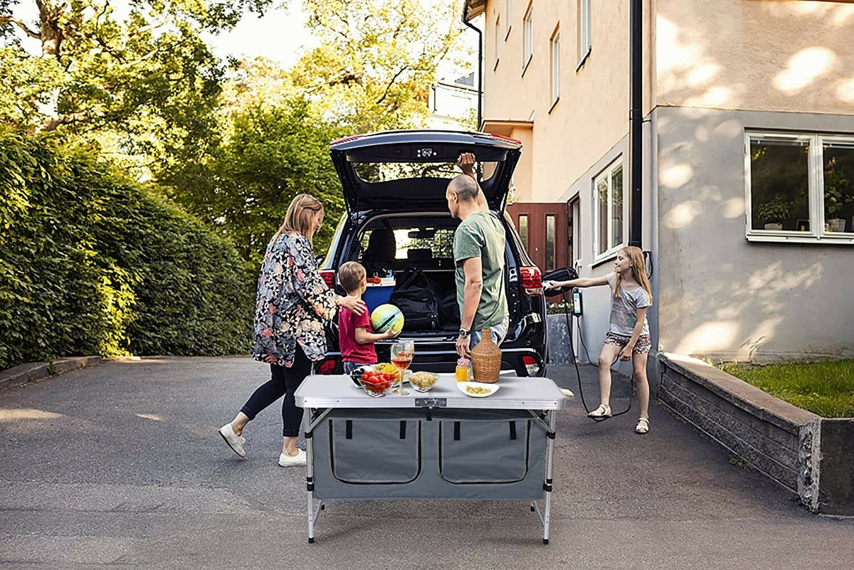 Portable Folding Camping Table with Adjustable Height & Storage Bags