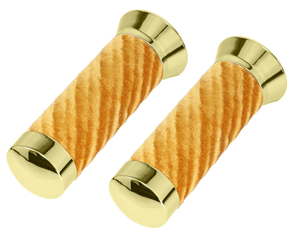 Lowrider Velour Handlebar Grips with Chrome or Gold Caps for Custom Bikes