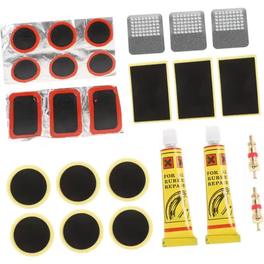 Bike Tire Repair Kit with Patches and Tools - Multiple Sizes and Colors