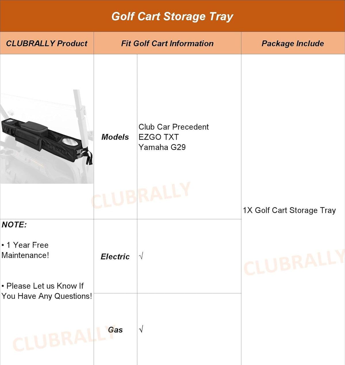 Golf Cart Front Storage Basket with Insulated Cooler for EZGO, Club Car, Yamaha
