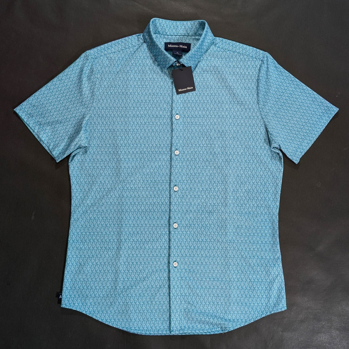 Men's Teal Diamond Mirage Dress Shirt Size Large Classic Fit