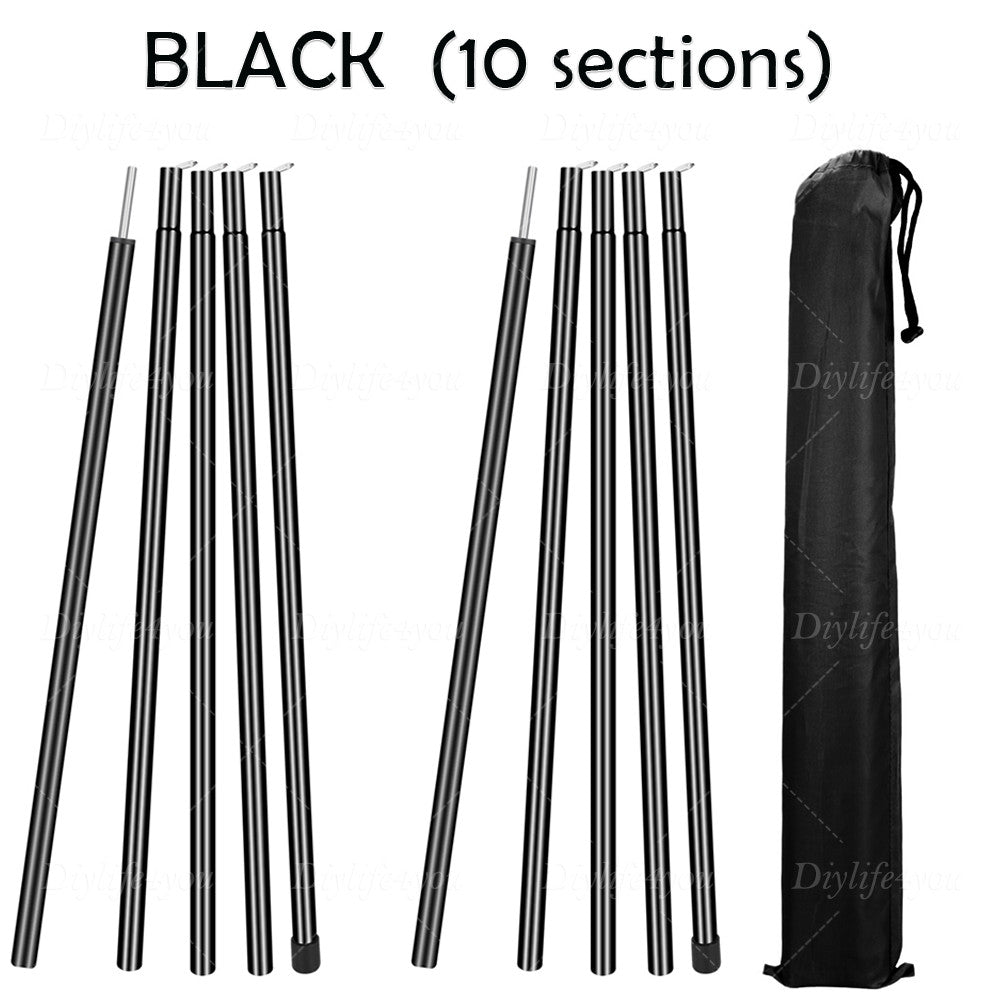 Adjustable Tent Tarp Poles Set of 2 Telescopic Camping Canopy Support