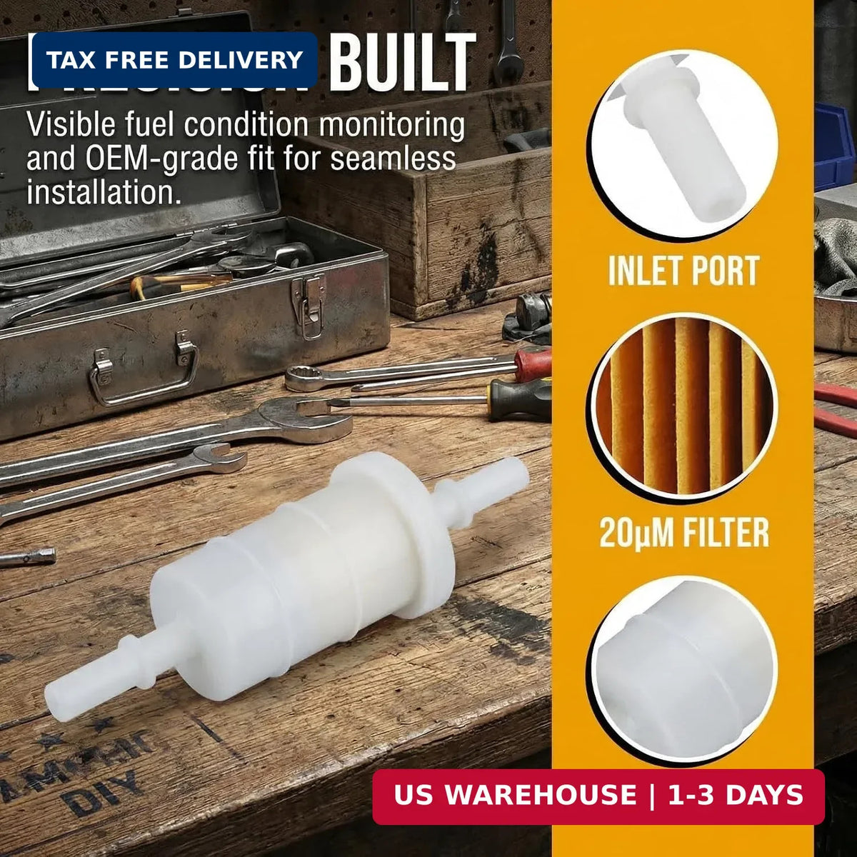 In-Line Fuel Filter for Mercury & Mariner Outboards Pack of 2