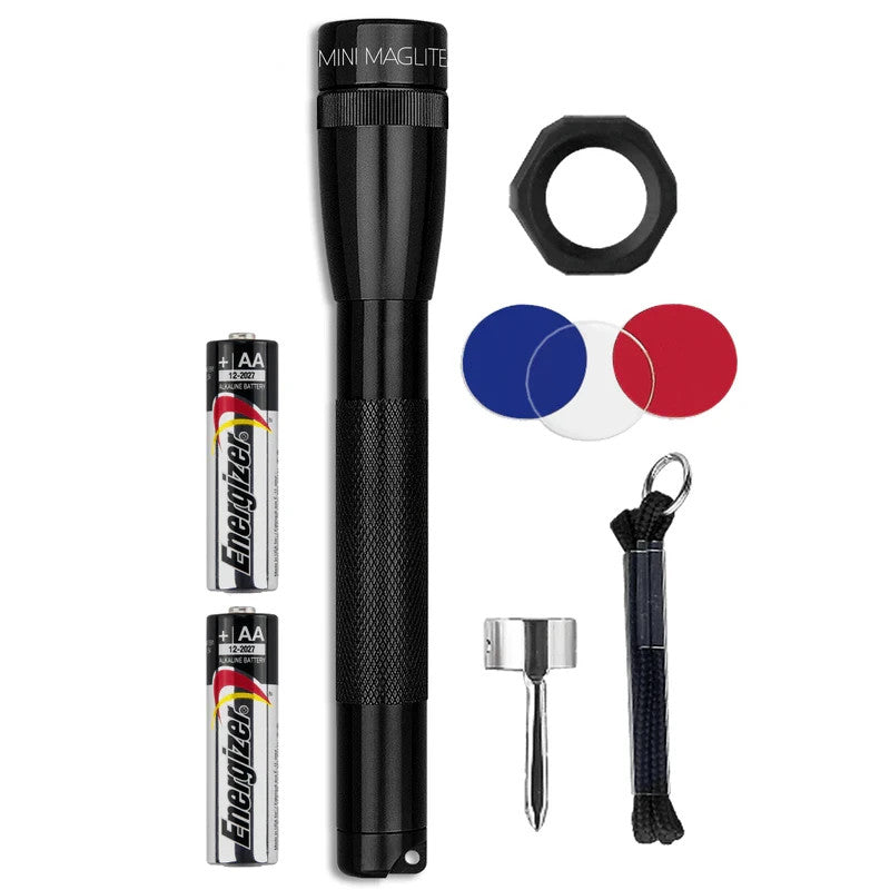 Mini Flashlight with Lens Filters - Super Bright Xenon Bulb, Compact & Durable