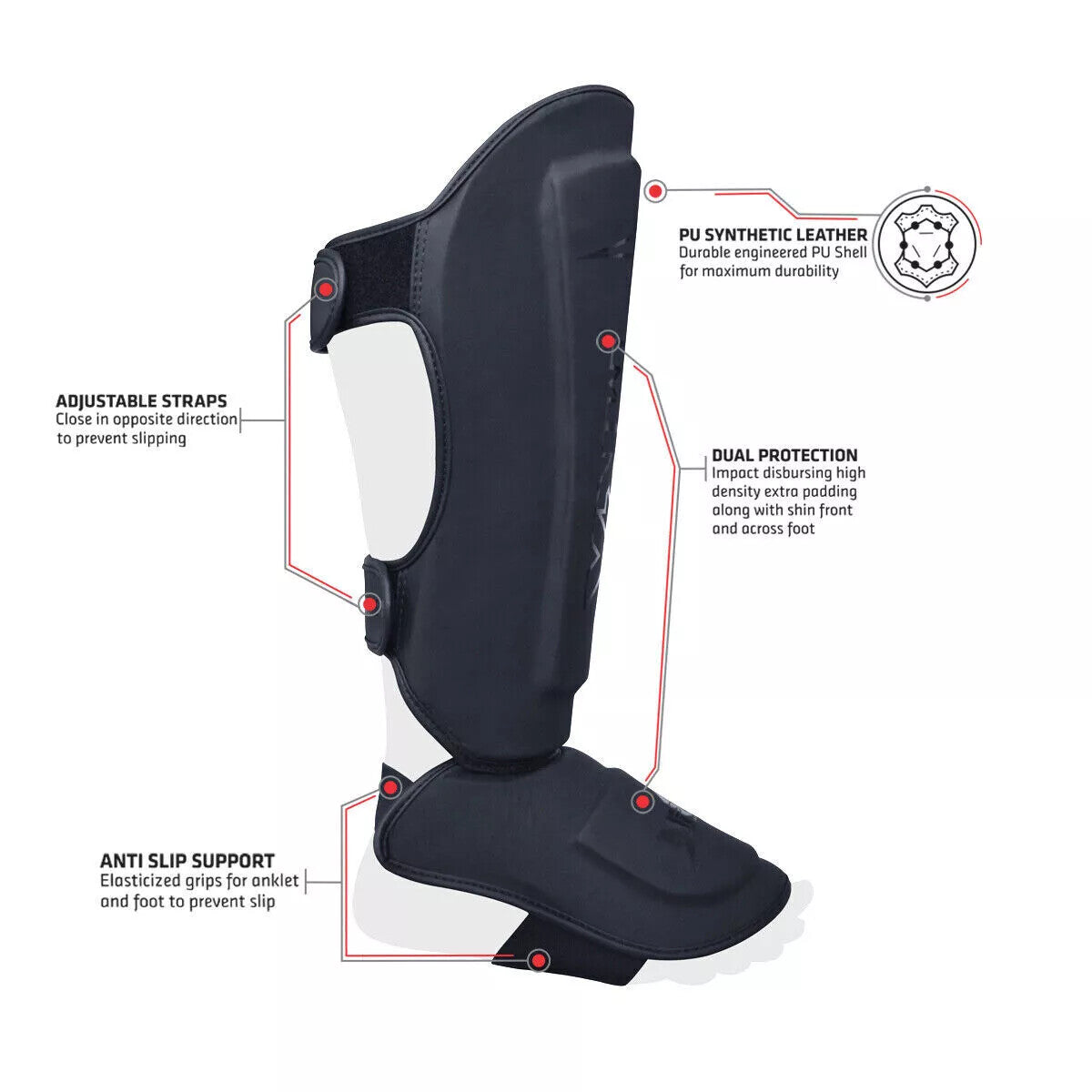 Kickboxing Shin Pads for Boxing MMA Muay Thai Extra Padding Guard Protector