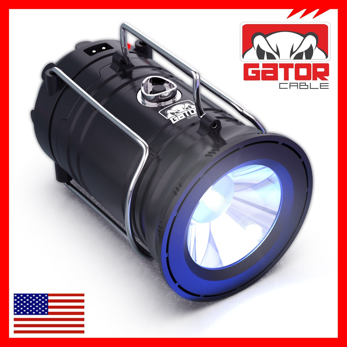 Rechargeable Solar Camping Lantern & Flashlight with Power Bank - 7 LED