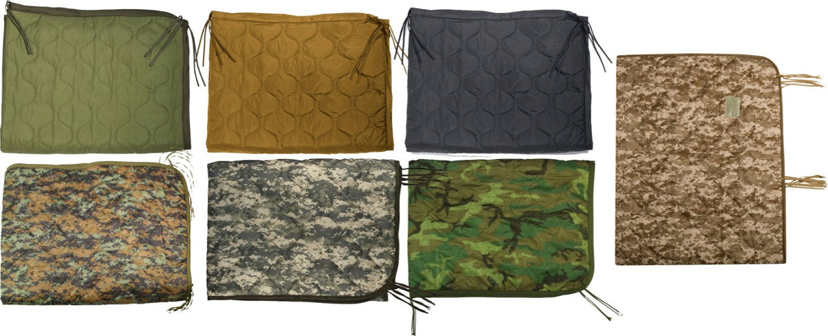 Military Poncho Liner Woobie Blanket with Ripstop Nylon and Polyester Fill