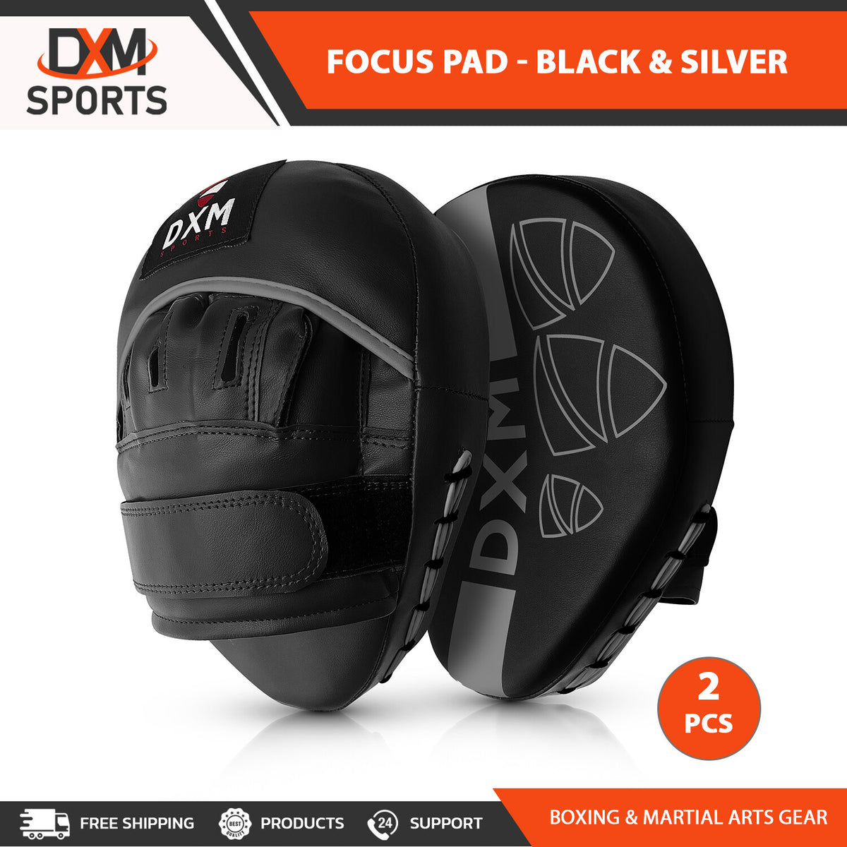 Boxing & MMA Punch Mitts Focus Pads Sparring Kick Target Black Silver