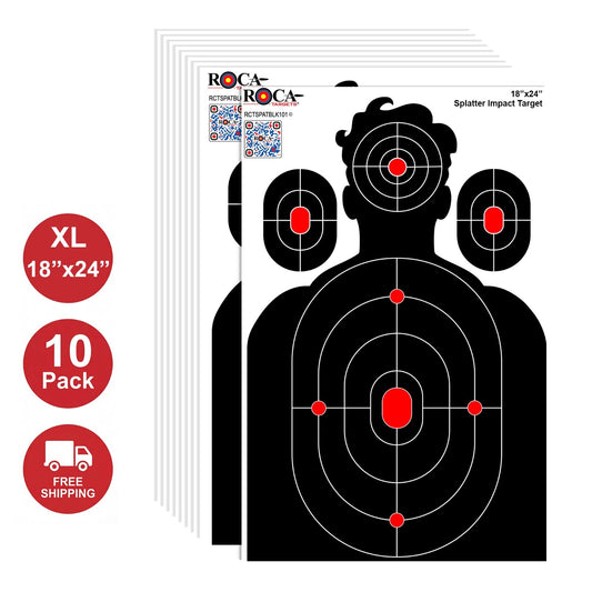 Reactive Shooting Target Set - Impact Silhouette Targets for Range Practice 18x24 inch 10 Pack