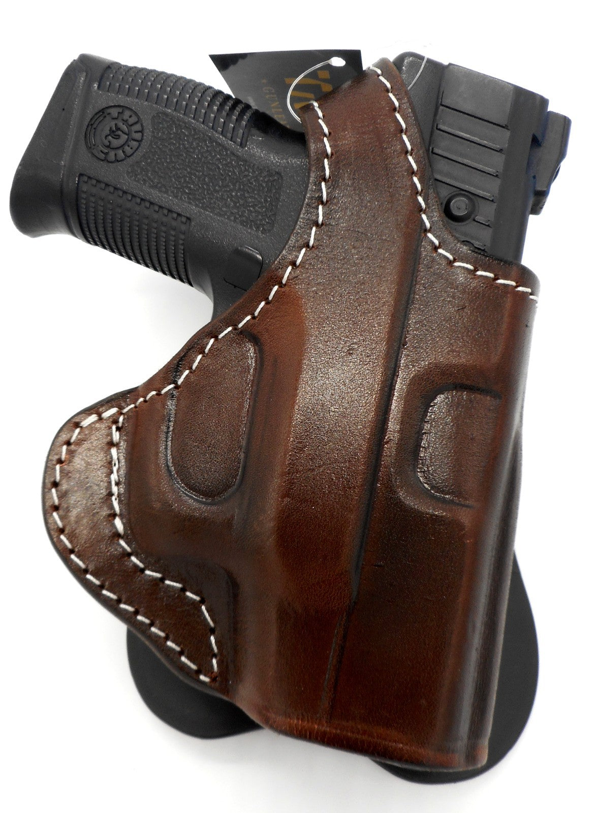 Right Hand Leather Rotating Holster for Pistols - Heavy-Duty Paddle Design
