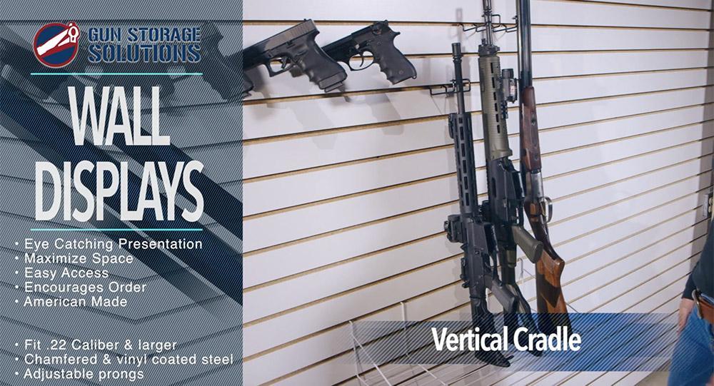 Vertical Gun Cradles - 10 Pack for Slatwall & Pegboard Display