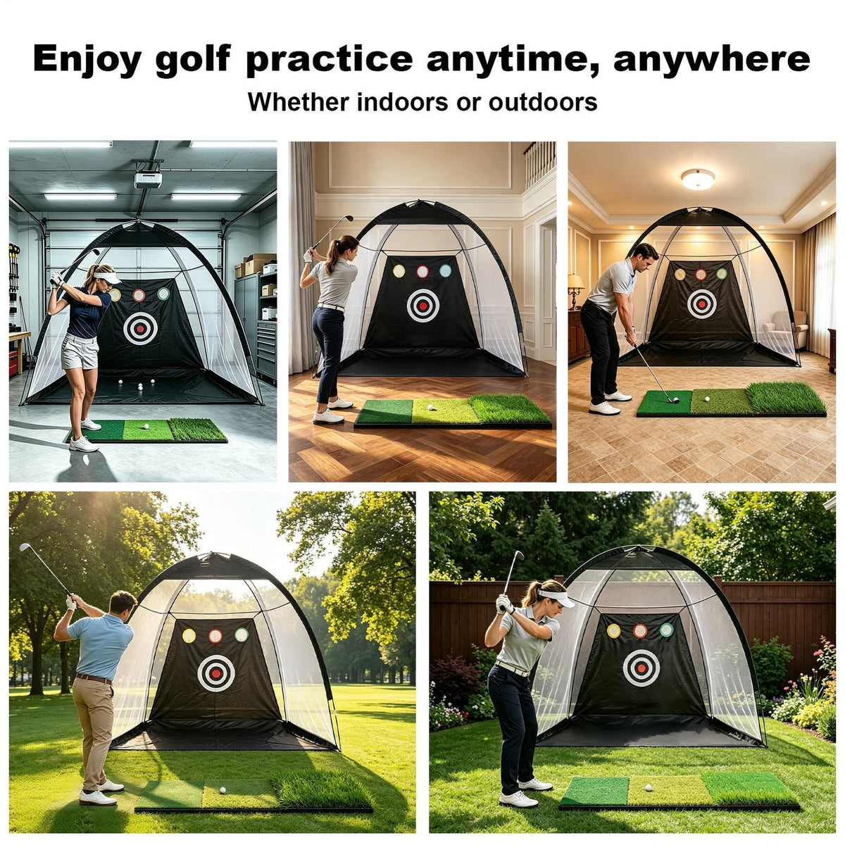 Golf Practice Net 10x7ft with Hitting Mat, Golf Training Aid for Backyard