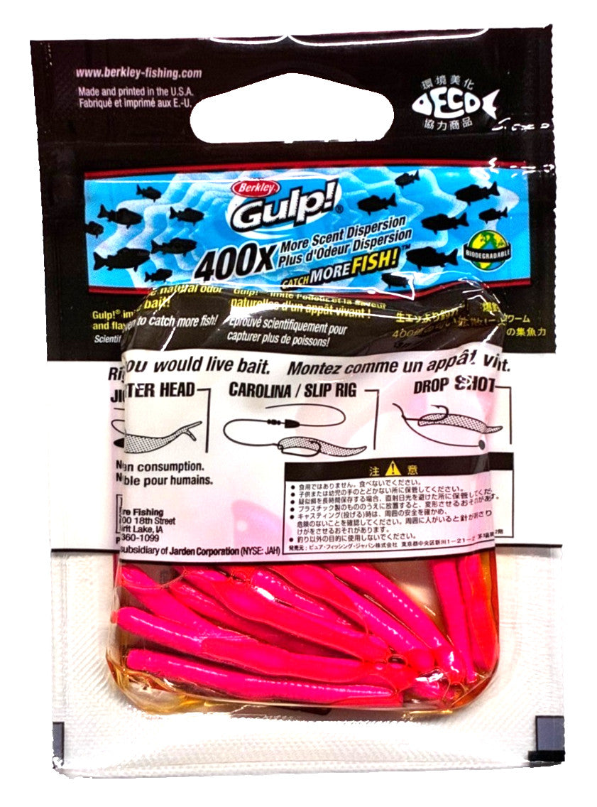Floating Trout Worms 2 Inch Bubblegum Soft Plastic Baits - 10 Pack