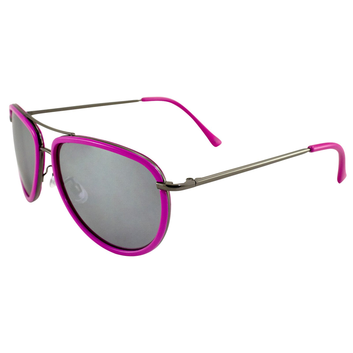 Women's Aviator Sunglasses Pink Chrome Frame Flash Mirror Lens