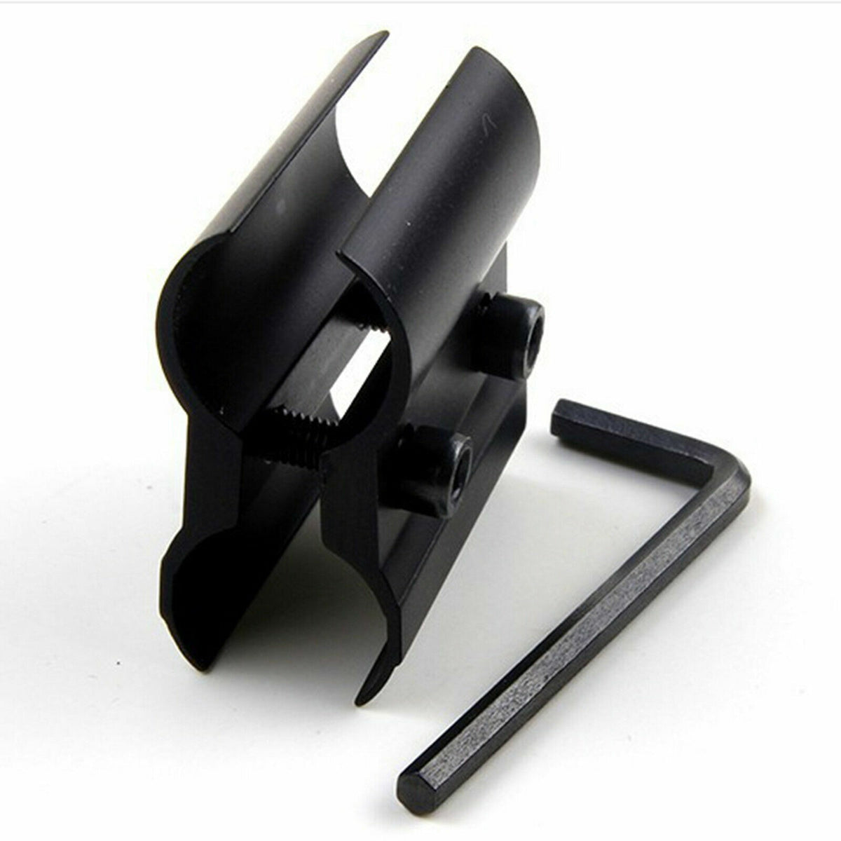 Tactical Gun Barrel Mount for Flashlights and Lasers – Black Aluminum Clamp