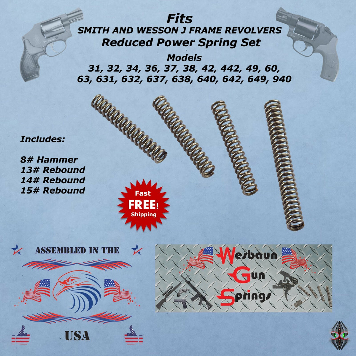 Reduced Power Spring Kit for Smith & Wesson J Frame Revolvers - Trigger & Hammer Improvements