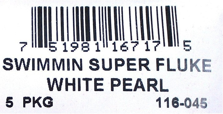 Fishing Soft Plastic Baits Pack - 5 Inch Super Fluke White Pearl, 3 Packs