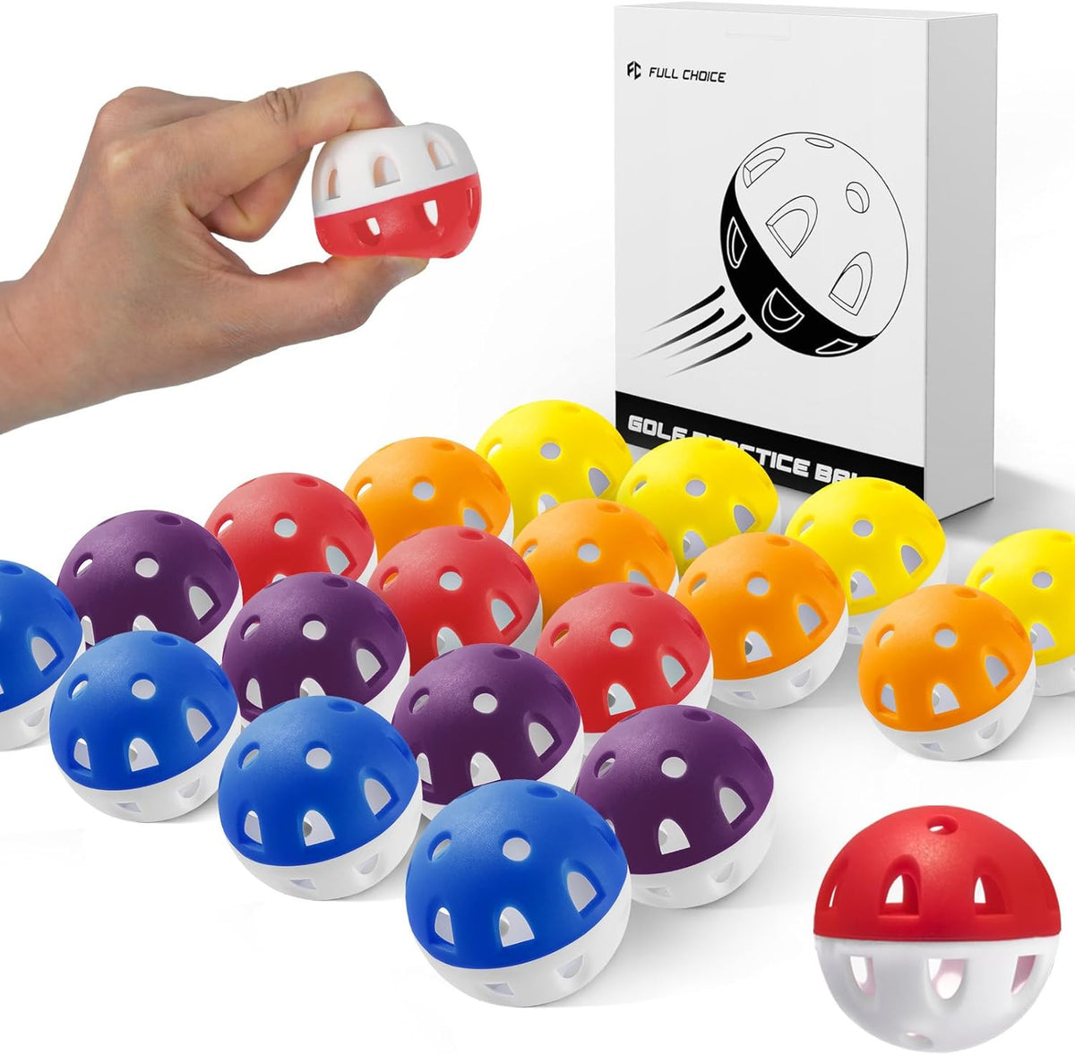 Practice Golf Balls 20 Pack High Visibility Indoor Outdoor Wear-Resistant