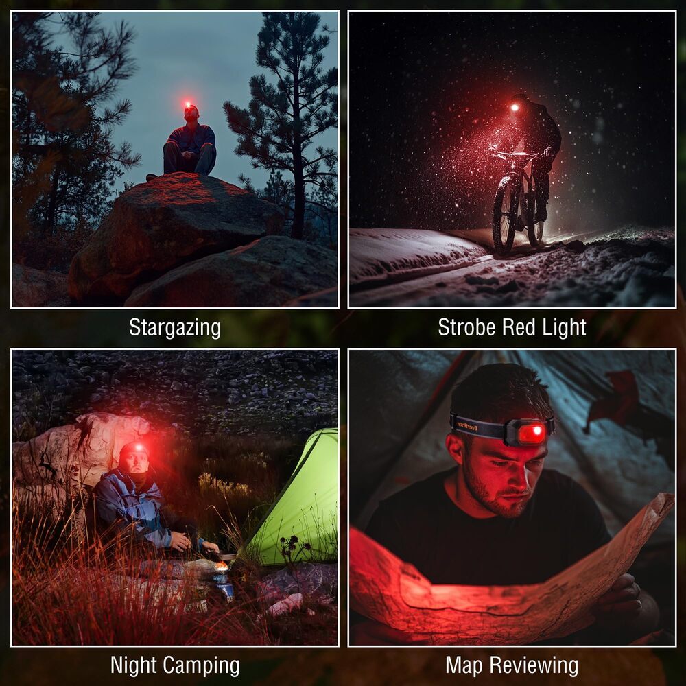 Rechargeable LED Headlamp 700 Lumen with White Red Green Light 6 Modes