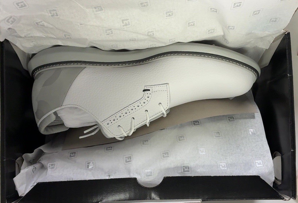 Men's Golf Shoes Waterproof Blucher Leather Size 9.5 White Gray Camo