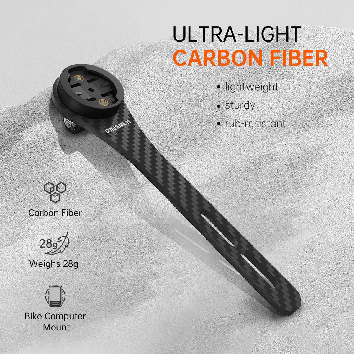 Bike Computer Mount Carbon Fiber Front Handlebar Compatible with Garmin