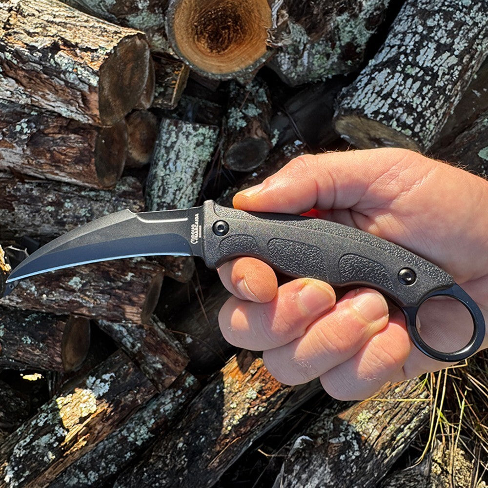 Fixed Blade Karambit Knife with Black Sheath - 3.15 Inch D2 Steel, EDC Ready