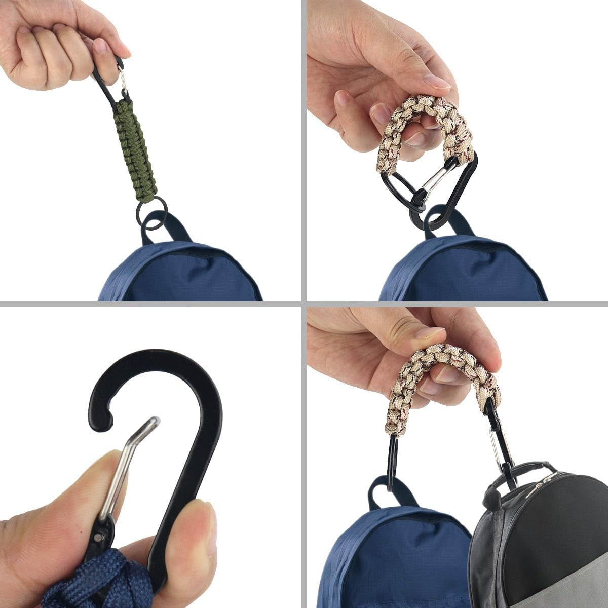 6 Pack Paracord Keychains with Carabiners Durable Braided Lanyards