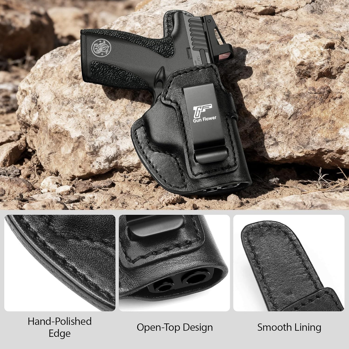 Concealed Carry Leather Holster for S&W Bodyguard 2.0, Optic Cut, Right Hand