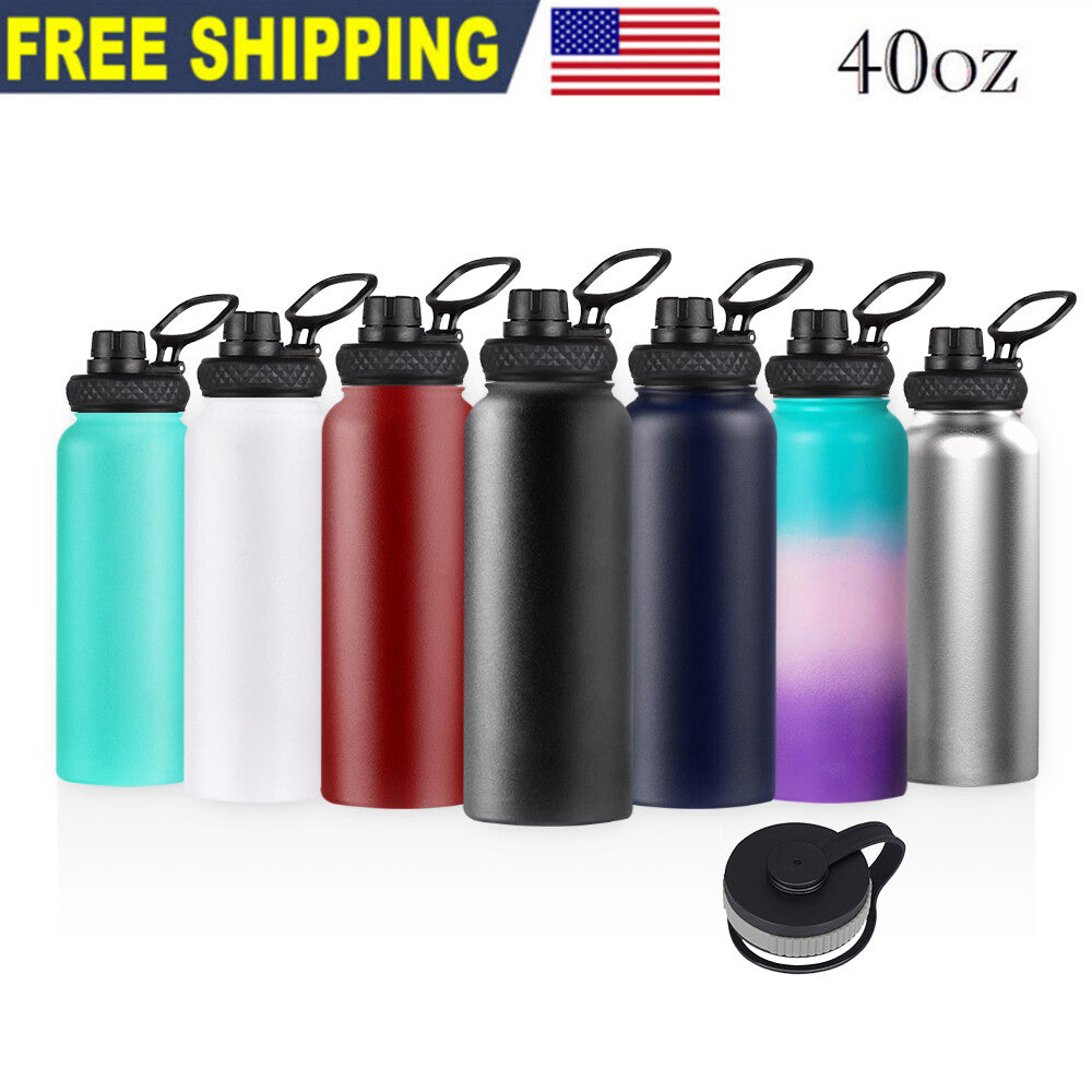 40oz Stainless Steel Vacuum Insulated Water Bottle with Wide Mouth & Leak-Proof Lid
