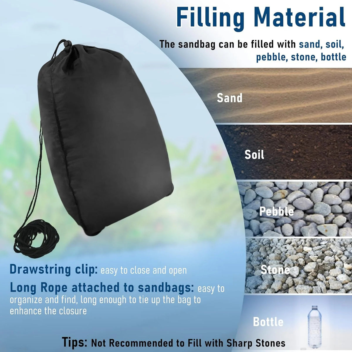 Beach Canopy Wind Stabilizer Sandbags Pack - Portable Shade Accessories