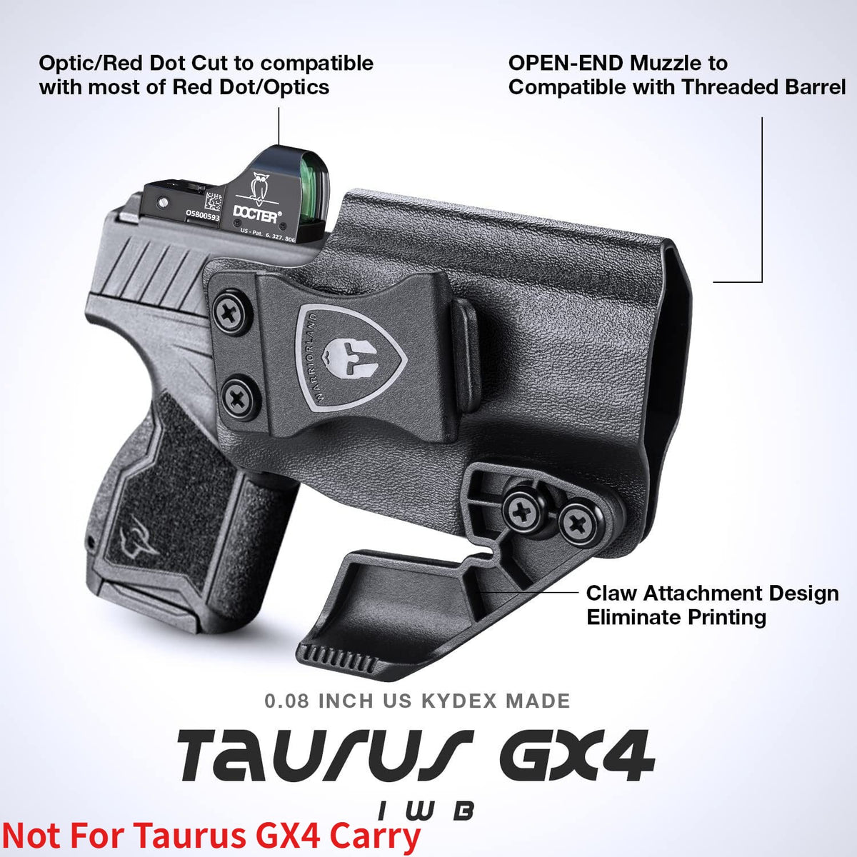 Taurus GX4 IWB Kydex Holster with Optic Cut & Claw – Concealed Carry