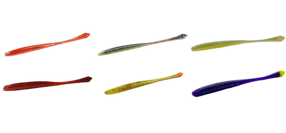 Bass Fishing Soft Plastic Worms - Finesse Drop Shot Baits with Plasma Tail - 10 Pack