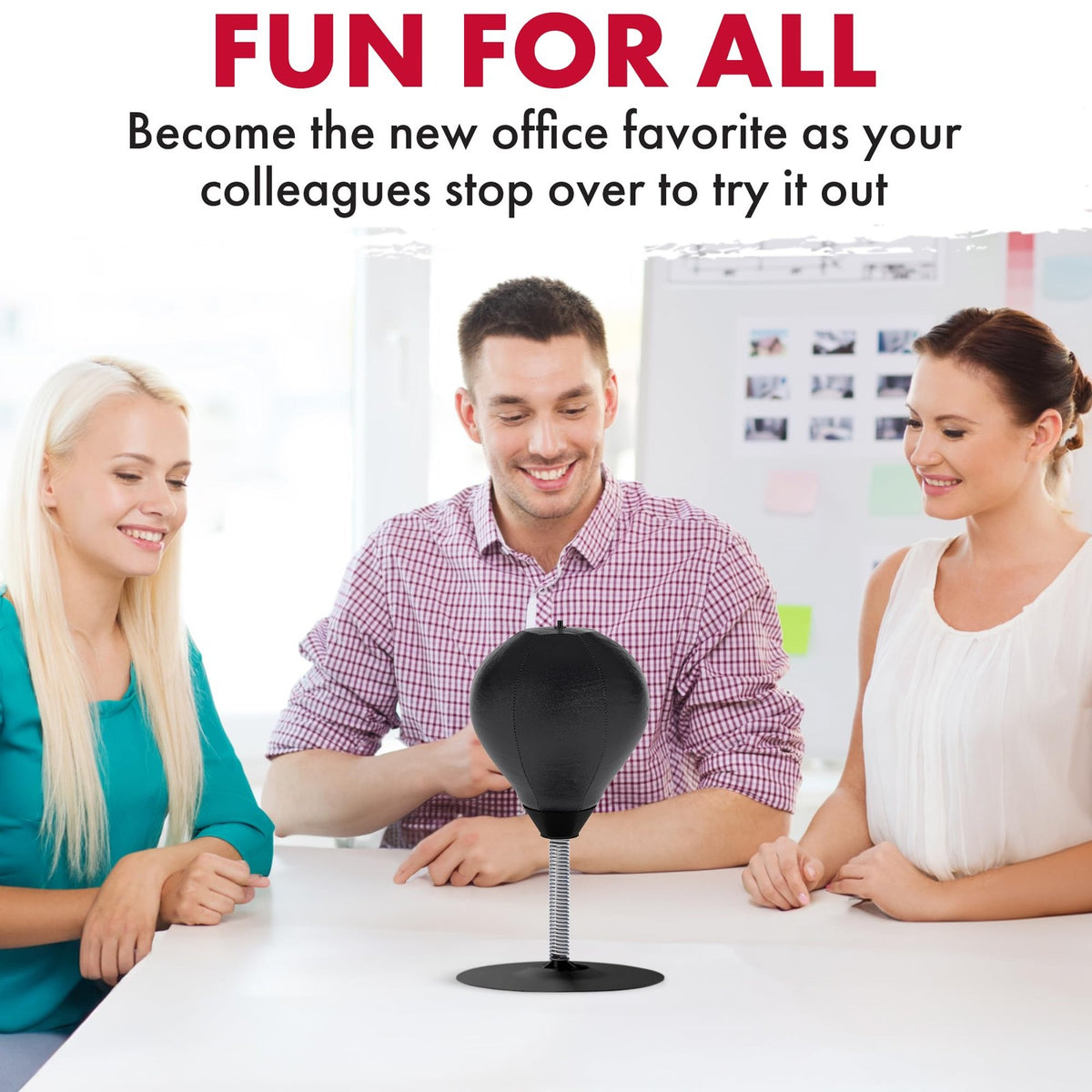 Stress Relief Desktop Punching Bag with Clamp & Suction Cup - Black