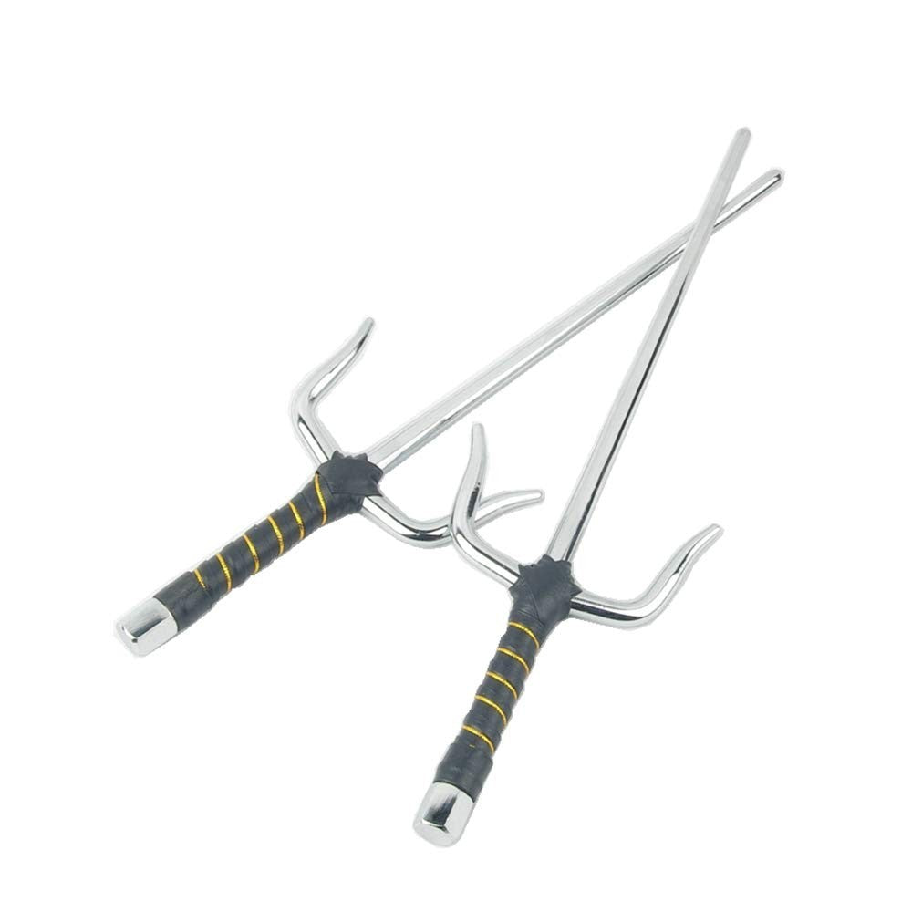 Octagon Metal Sai for Martial Arts Training - Black & Silver