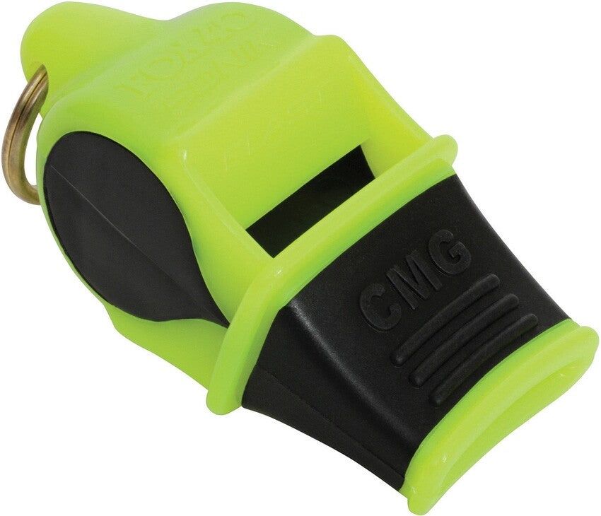 Sport Safety Whistle with Cushioned Mouth Grip - Neon Green & Black