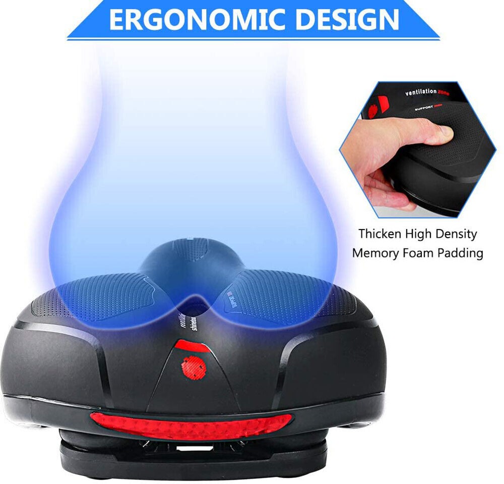 Gel Bicycle Saddle Seat Cushion with LED Taillight - Comfort & Shock Absorption