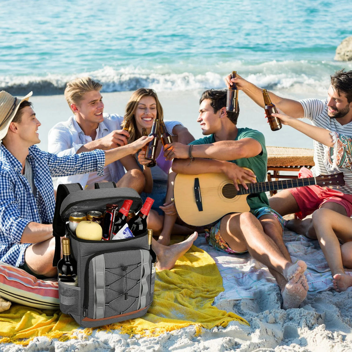 Insulated Cooler Backpack 25L Leakproof for Camping Beach Fishing