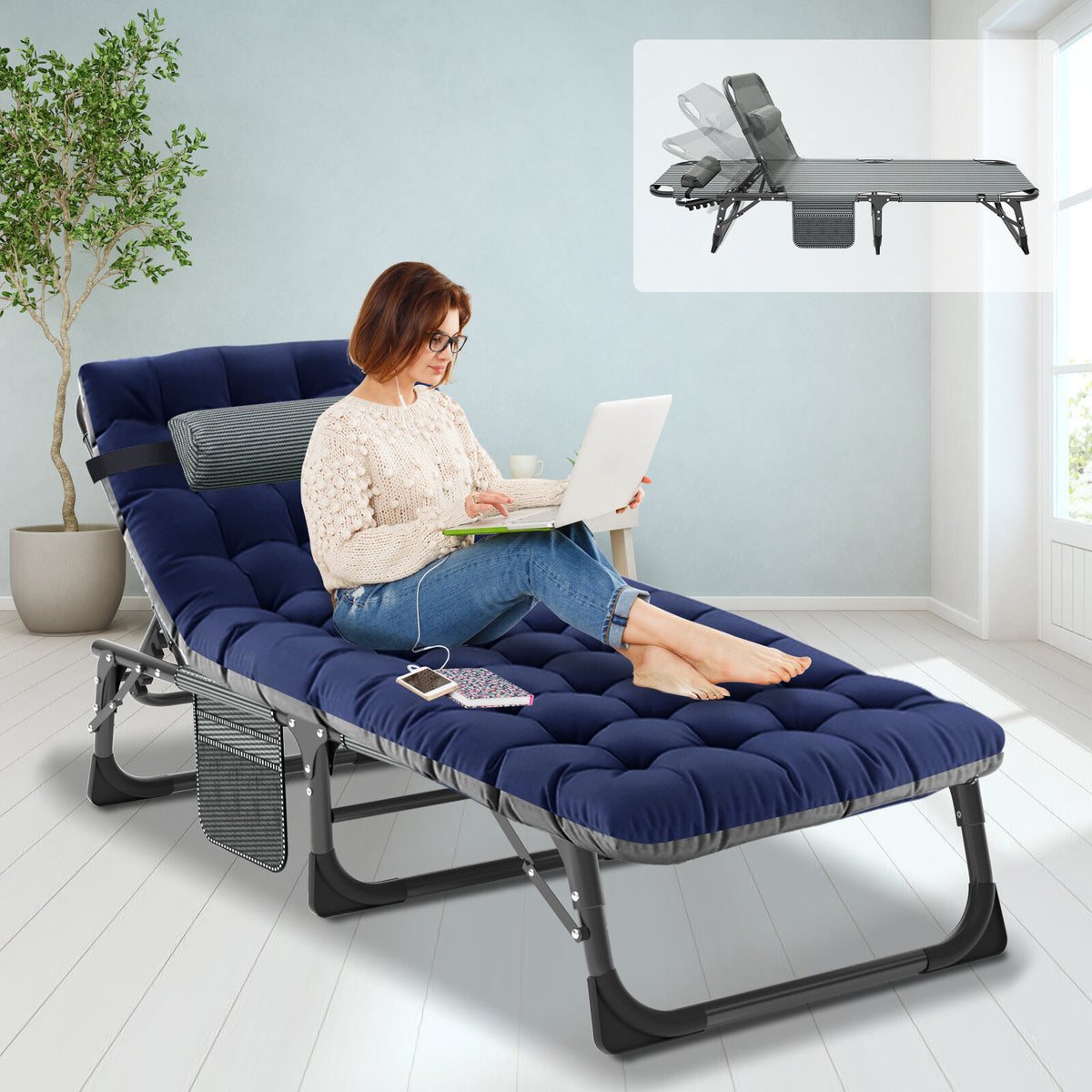 Heavy Duty Folding Camping Cot Bed for Adults Portable Sleep Bed with Support