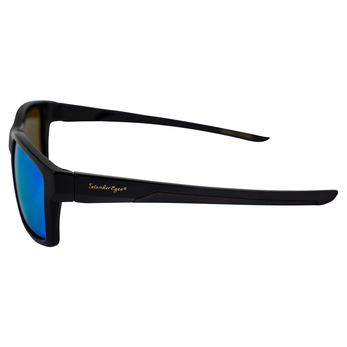 Polarized Square Sunglasses with Blue Mirror Lenses - Black Frame