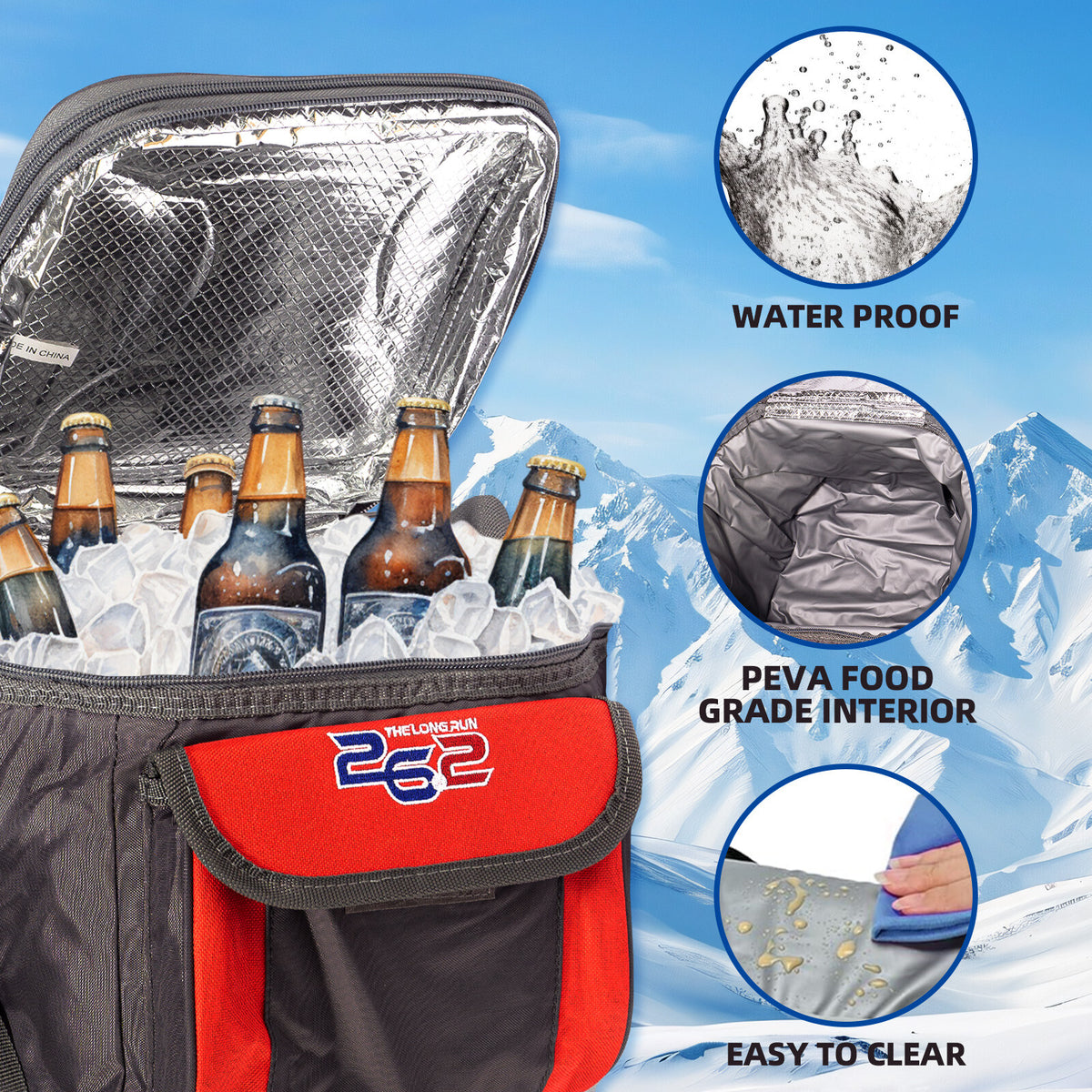 Insulated Soft-Sided Cooler Bag for 9 Cans, Leakproof Lunch Tote with Adjustable Strap