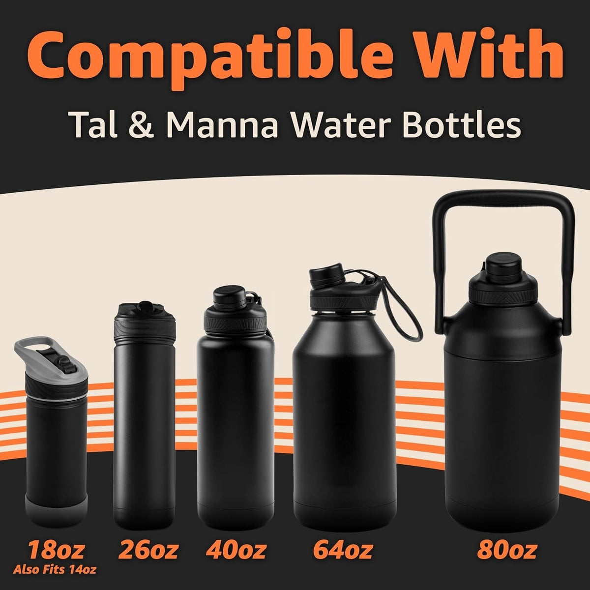 Water Bottle Lid Replacement for Tal Ranger Pro & Manna Bottles - 18-64 oz Fits 60mm Opening