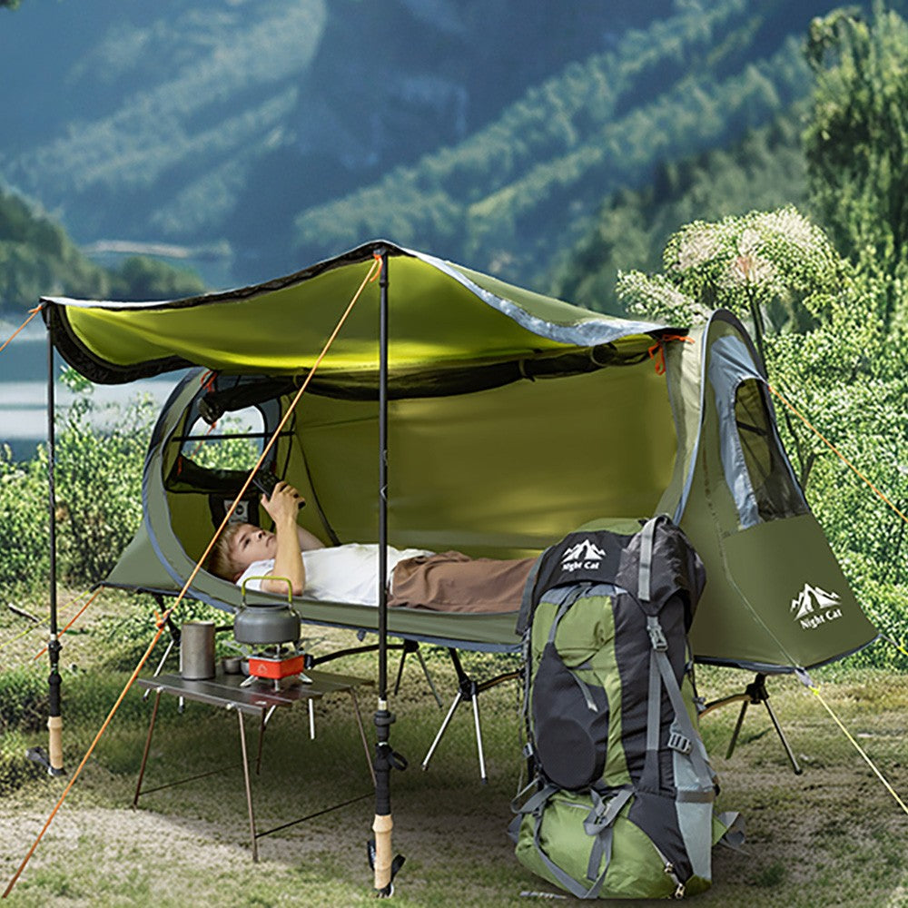 Compact Waterproof Pop-Up Camping Tent for Cyclists - Easy Setup & Fits with Camping Cot
