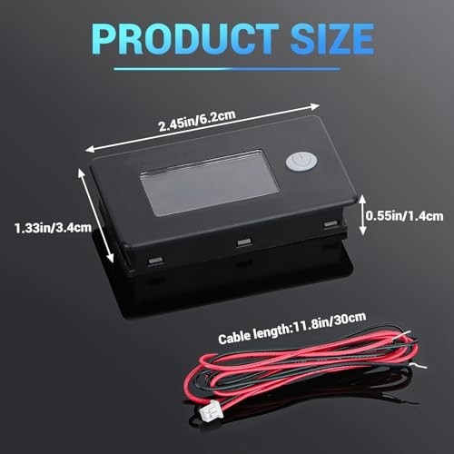48V Lithium Battery Monitor with LCD Display for Golf Carts, RVs & Boats