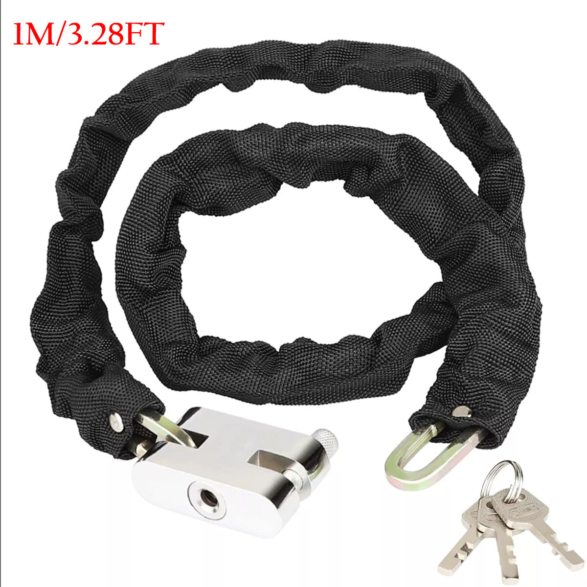 Heavy Duty Bicycle Motorcycle Chain Lock with Key - Waterproof & Anti-Theft