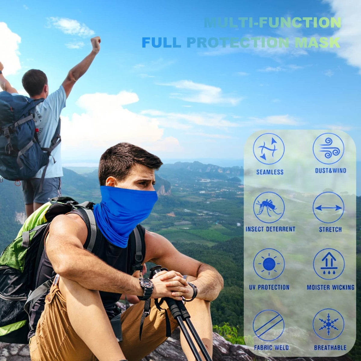 Breathable 6 Pack Neck Gaiter Face Masks for Men Women - Multi-Use Protective Headwear