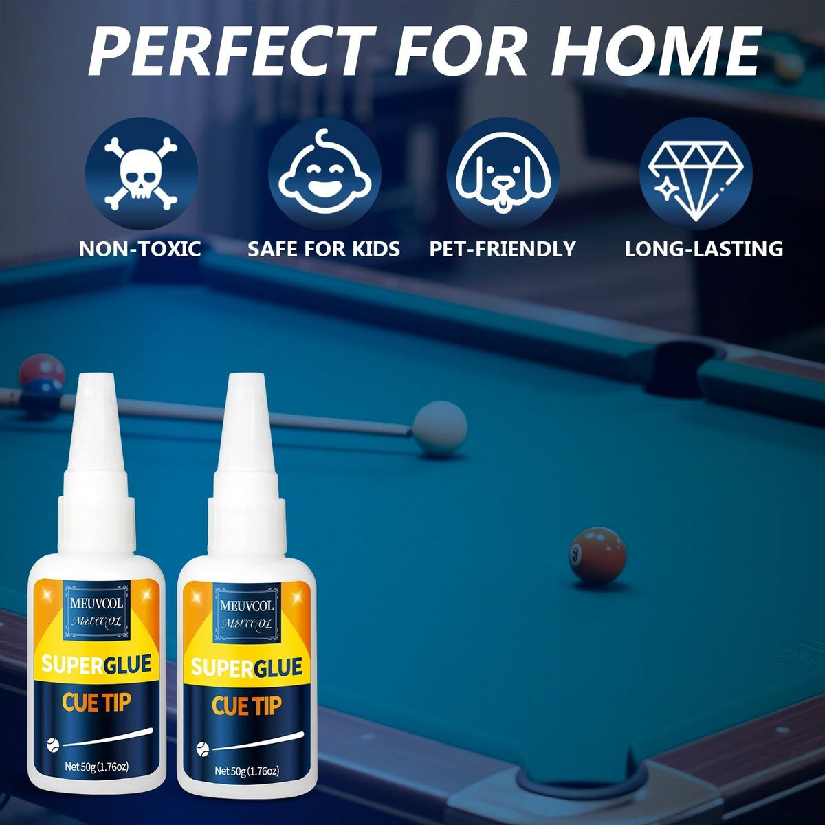 Pool Cue Tip Glue 100g Ultra-Strong Waterproof Clear - Meuvcol