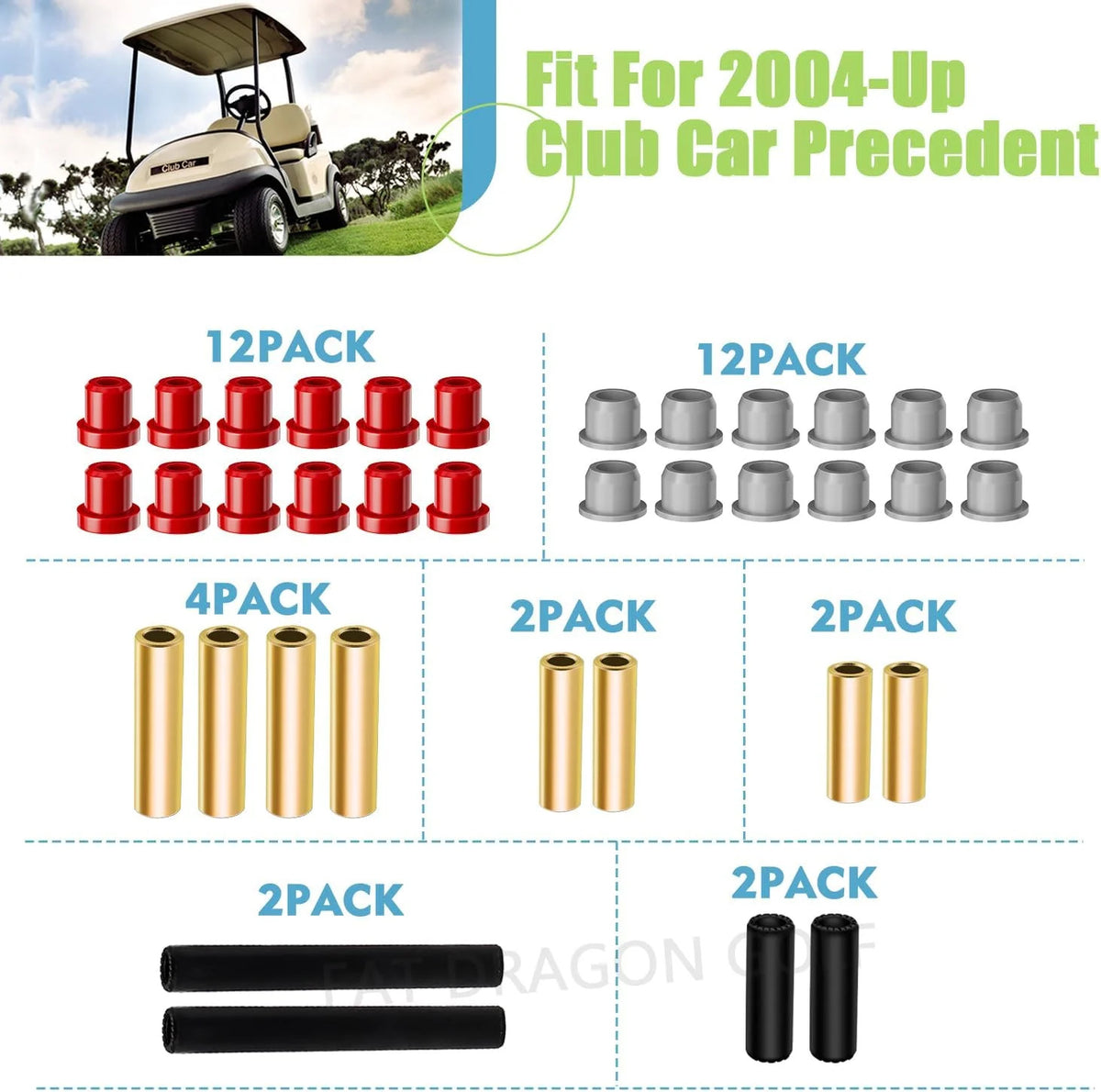 Polyurethane Bushing Kit for Club Car Precedent Golf Cart Suspension Front & Rear